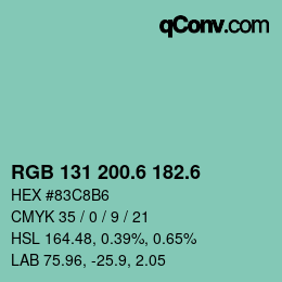 カラーコード: RGB 131 200.6 182.6 | qconv.com