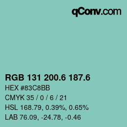 カラーコード: RGB 131 200.6 187.6 | qconv.com