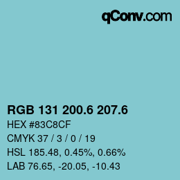 カラーコード: RGB 131 200.6 207.6 | qconv.com