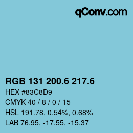 カラーコード: RGB 131 200.6 217.6 | qconv.com