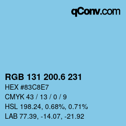 カラーコード: RGB 131 200.6 231 | qconv.com