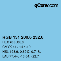 カラーコード: RGB 131 200.6 232.6 | qconv.com