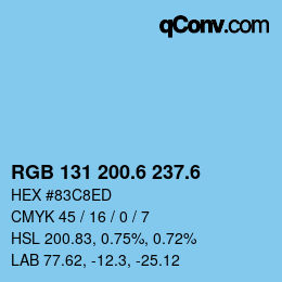 カラーコード: RGB 131 200.6 237.6 | qconv.com