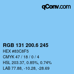カラーコード: RGB 131 200.6 245 | qconv.com