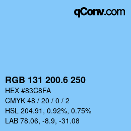 カラーコード: RGB 131 200.6 250 | qconv.com