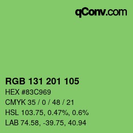 Color code: RGB 131 201 105 | qconv.com