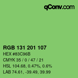 Color code: RGB 131 201 107 | qconv.com