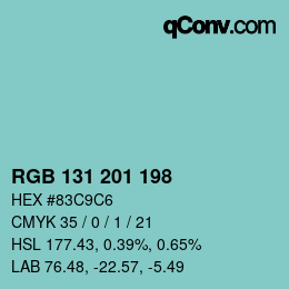 Color code: RGB 131 201 198 | qconv.com