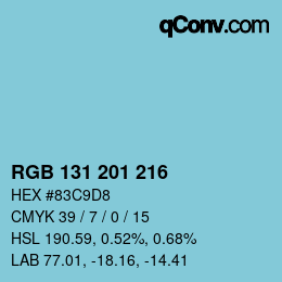 カラーコード: RGB 131 201 216 | qconv.com