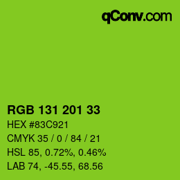 Color code: RGB 131 201 33 | qconv.com