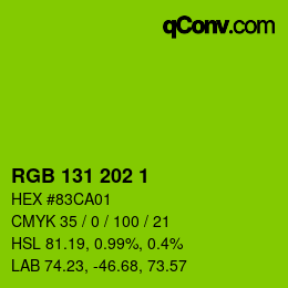 カラーコード: RGB 131 202 1 | qconv.com