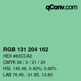 カラーコード: RGB 131 204 162 | qconv.com