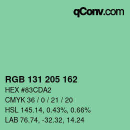 Color code: RGB 131 205 162 | qconv.com