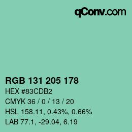 Color code: RGB 131 205 178 | qconv.com