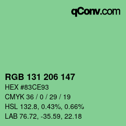 Farbcode: RGB 131 206 147 | qconv.com