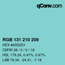 Color code: RGB 131 210 209 | qconv.com