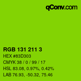 Color code: RGB 131 211 3 | qconv.com