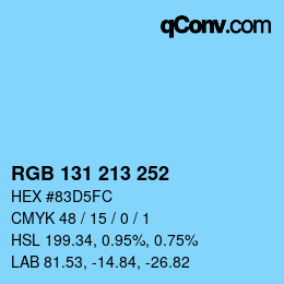颜色代码: RGB 131 213 252 | qconv.com