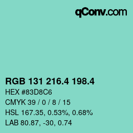 カラーコード: RGB 131 216.4 198.4 | qconv.com
