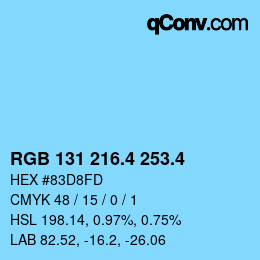 カラーコード: RGB 131 216.4 253.4 | qconv.com