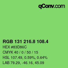 カラーコード: RGB 131 216.8 108.4 | qconv.com