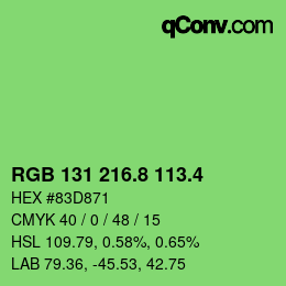 カラーコード: RGB 131 216.8 113.4 | qconv.com