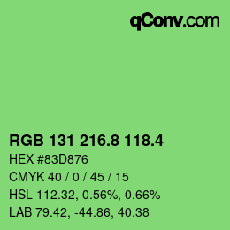 カラーコード: RGB 131 216.8 118.4 | qconv.com