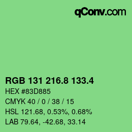 カラーコード: RGB 131 216.8 133.4 | qconv.com