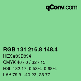 カラーコード: RGB 131 216.8 148.4 | qconv.com