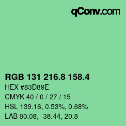 カラーコード: RGB 131 216.8 158.4 | qconv.com