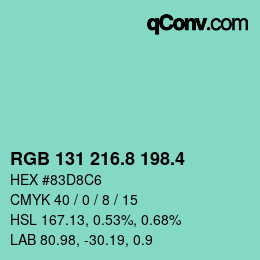 カラーコード: RGB 131 216.8 198.4 | qconv.com