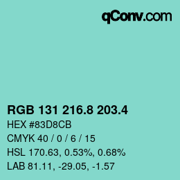 カラーコード: RGB 131 216.8 203.4 | qconv.com