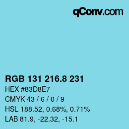 カラーコード: RGB 131 216.8 231 | qconv.com