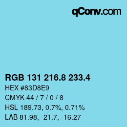 カラーコード: RGB 131 216.8 233.4 | qconv.com