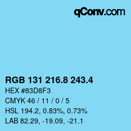 カラーコード: RGB 131 216.8 243.4 | qconv.com