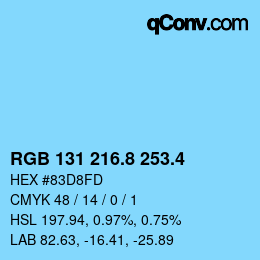 カラーコード: RGB 131 216.8 253.4 | qconv.com