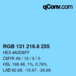 カラーコード: RGB 131 216.8 255 | qconv.com