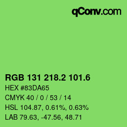 カラーコード: RGB 131 218.2 101.6 | qconv.com