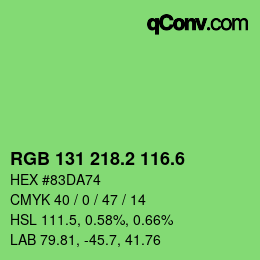 カラーコード: RGB 131 218.2 116.6 | qconv.com