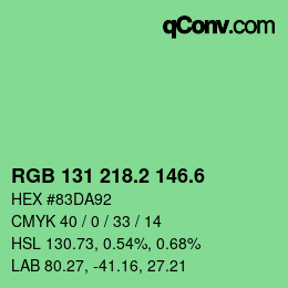 カラーコード: RGB 131 218.2 146.6 | qconv.com