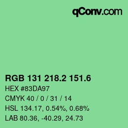 カラーコード: RGB 131 218.2 151.6 | qconv.com