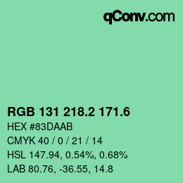 カラーコード: RGB 131 218.2 171.6 | qconv.com