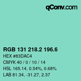 カラーコード: RGB 131 218.2 196.6 | qconv.com