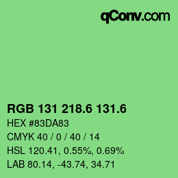 カラーコード: RGB 131 218.6 131.6 | qconv.com