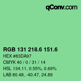 カラーコード: RGB 131 218.6 151.6 | qconv.com