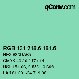 カラーコード: RGB 131 218.6 181.6 | qconv.com