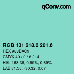 カラーコード: RGB 131 218.6 201.6 | qconv.com