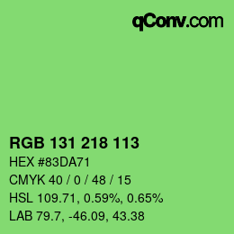 Color code: RGB 131 218 113 | qconv.com