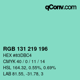 カラーコード: RGB 131 219 196 | qconv.com