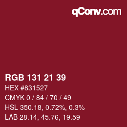 Color code: RGB 131 21 39 | qconv.com